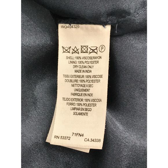 French Connection Blue Gold Sequins Sheer Sleeve Party Cocktail Dress Size 8 - Picture 9 of 9